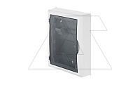 Щит навесной ELEGANT мультимед, патч-панель, 1xSCHUKO, 2xМП, дымчатая пласт. дверь, белый RAL9003, 310x475x104 mm, IP40 | код 2445-21S | Elektro-plast Nasielsk
