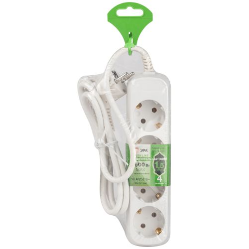 Удлинитель электрический 4 розетки с заземлением 1,5м ПВС 3x1мм2 UDL-16-415-E Greenline ЭРА | код Б0065081 | ЭРА фото 2 Удлинитель электрический 4 розетки с заземлением 1,5м ПВС 3x1мм2 UDL-16-415-E Greenline ЭРА | код Б0065081 | ЭРА фото 2