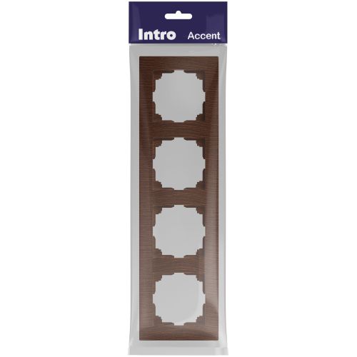 Рамка для розеток и выключателей Intro Accent 6-504-10 на 4 поста, СУ, венге | код Б0063715 | ЭРА