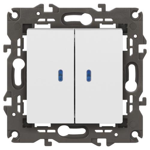 Выключатель 2-кл. Elegance 14-1105-01М 250В 10АХ с подсветкой матов. бел. Эра Б0065807