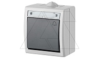 AQUANT - Выключатель кнопочный с пиктограммой звонок, 10A/250V, ABS ,UV, IP55, корпус RAL7035/кнопка RAL7043 | код 1205-10 | Elektro-plast Nasielsk