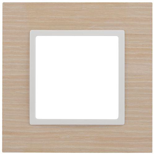 Рамка на 1 пост, дерево, Эра Elegance, белён.дуб-бел (10/50/3200) 14-5301-01 | код Б0049148 | ЭРА