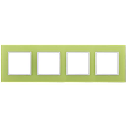 Рамка на 4 поста, стекло, Эра Elegance, лайм+бел, 14-5104-26 | код Б0034534 | ЭРА