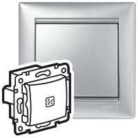 Выключатель одноклавишный, с подсветкой, в рамку, алюминий | код 694340 | Legrand