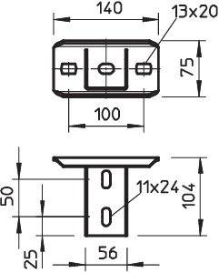 Кронштейн потолочный для профиля US 5 гор. цинк KUS 5 FT OBO 6348904