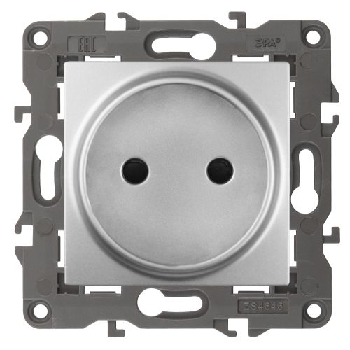 Розетка 2P, 16A-250В, IP20, Эра Elegance, алюминий (10/100/2400) 14-2105-03 | код Б0034286 | ЭРА