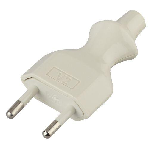 Вилка V2 6А без заземл. прямой ввод (10/200/9600) бел. ЭРА Б0019184