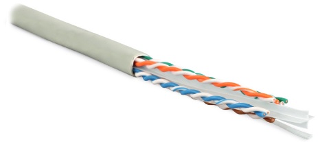 Кабель витая пара U/UTP кат.6 4х2х23AWG solid LSZH нг(А)-HF UUTP4-C6-S23-IN-LSZH-GY-305 сер. (уп.305м) | код 42048 | Hyperline