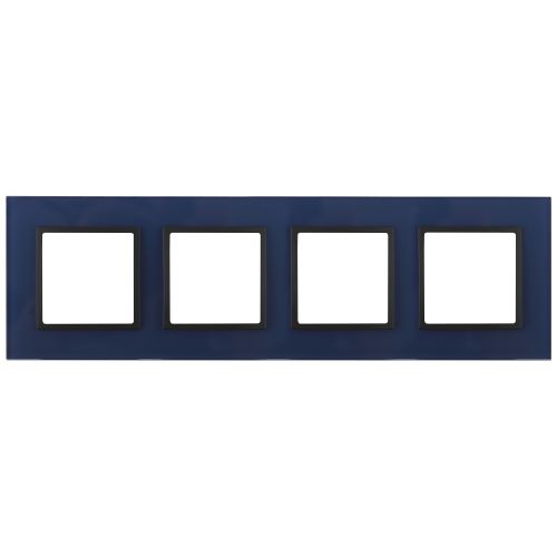 Рамка на 4 поста, стекло, Эра Elegance, синий+антр, 14-5104-29 | код Б0034537 | ЭРА