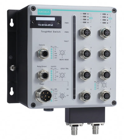 Коммутатор TN-5510A-8PoE-2GLSX-ODC-WV-T 8 * FE with 802.3at PoE+ M12 ports and 2 * GE fiber ports, power input 24 - 110 VDC, -40 to 75? operation temp | код 00-06103532 | MOXA Коммутатор TN-5510A-8PoE-2GLSX-ODC-WV-T 8 * FE with 802.3at PoE+ M12 ports and 2 * GE fiber ports, power input 24 - 110 VDC, -40 to 75? operation temp | код 00-06103532 | MOXA