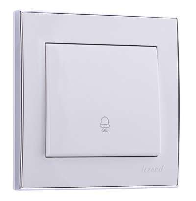 Кнопка звонка Rain с хром. боковой вставкой бел. LEZARD 703-0225-103