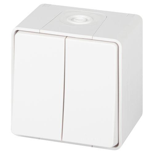 Переключатель Эксперт 11-1506-01 двойн. IP55 10АХ-250В ОУ бел. Эра Б0063295