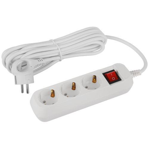 Удлинитель электрический UDL-16-350-ES Greenline 3 розетки с заземлением с выключателем 5м ПВС 3х1кв.мм Эра Б0065066