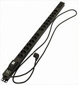Hyperline SHE-15SH-3IEC-B-2.5EU Блок розеток, вертикальный, 15 розеток Schuko, 3 розетки IEC320 C13, автоматический выключатель, кабель питания 2.5м (3х1.5мм2) с вилкой Schuko 16A, 250В, 1040x44.4x44.4мм (ДхШхВ), корпус алюминий, черный | код 396991