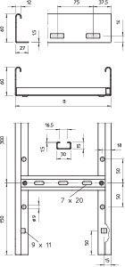 Лоток лестничный 500х60 L3000 сталь 1.5мм LG 650 VS 3 FS OBO 6208547