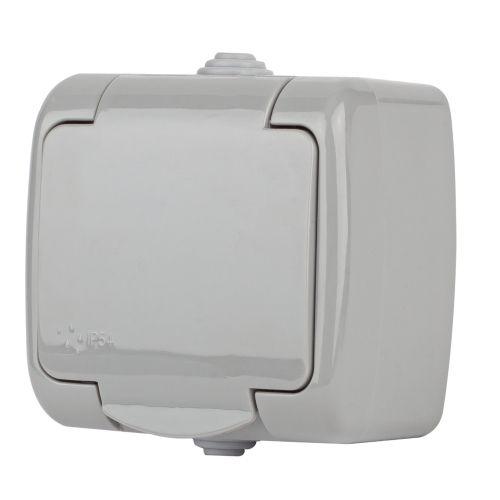 Розетка Intro Atlantic 5-201-03 с заземлением 2P+E Schuko, 16А-250В, IP54, открытой установки, серый | код Б0050945 | ЭРА фото 2 Розетка Intro Atlantic 5-201-03 с заземлением 2P+E Schuko, 16А-250В, IP54, открытой установки, серый | код Б0050945 | ЭРА фото 2