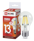 Лампа светодиодная LED-A60-deco 13Вт 230В Е27 6500К 1170Лм прозрачная IN HOME | код 4690612035628 | IN HOME