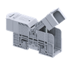 Клемма болтовая PTB120/150SH /42x186mm, 2 присоед., M10, 150mm2, 310A, 1000V, с защитными крышками, серая | код PTB120/150SH | Connectwell