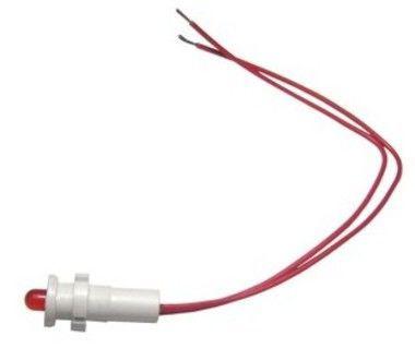 Светодиодная лампа СКЛ-17.1А-К-2-220, красная, выводы гибкие под пайку, 220В 50Гц/пост., диаметр посадочного отверстия 8мм, УХЛ2.1 | код A8021-80060265 | Каскад-Электро