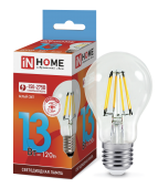 Лампа светодиодная LED-A60-deco 13Вт 230В Е27 4000К 1170Лм прозрачная IN HOME | код 4690612035604 | IN HOME