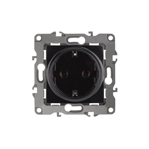 Розетка 2P+E Schuko, 16A-250В, Эра12, чёрный, 12-2101-06 | код Б0014680 | ЭРА
