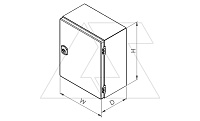 Щит моноблочный 400x300x150мм (ВхШхГ) навесной с монтажной панелью, 1 глухая дверь, 1 замок, 2 петли, RAL7035, IP66 | код DM233-415 | Tekpan
