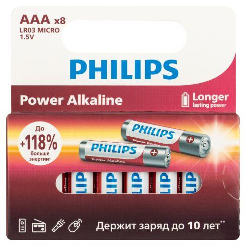 Элемент питания алкалиновый LR03P8W/51 ААА 1,5v 8 шт. LR03-8BL Power | код Б0064680 | ЭРА