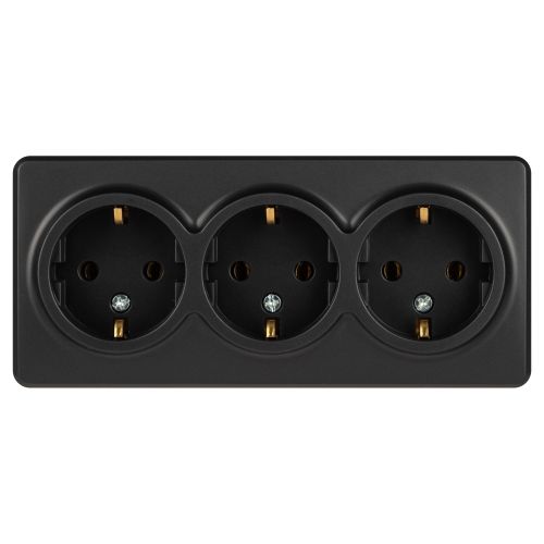 Розетка Эксперт 11-2208-05 тройная с заземлением 3х2P+E Schuko, IP20, 16A-250В, ОУ, антрацит | код Б0063007 | ЭРА фото 3 Розетка Эксперт 11-2208-05 тройная с заземлением 3х2P+E Schuko, IP20, 16A-250В, ОУ, антрацит | код Б0063007 | ЭРА фото 3