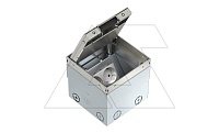 Лючок UDHOME2 укомплектованный 2 розетки 2К+З (крышка выемка 15мм) 140х140х110мм (нержавеющая сталь) | код 7368324 | OBO Bettermann