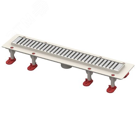 трап линейный с сухим затвором, с вертикальным выходом d50 мм, решетка 500 мм, решетка нержавеющая сталь | код 101200425 | Татполимер