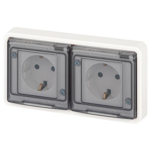 Розетка Эксперт 11-2524-01 2х2P+E гориз. IP55 шторки 16А-250В СУ бел. Эра Б0063254