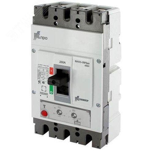 Выключатель автоматический трехполюсный ВА50-39Про 250A 36кА регулировка 0.8-1In | код 7013001 | Контактор