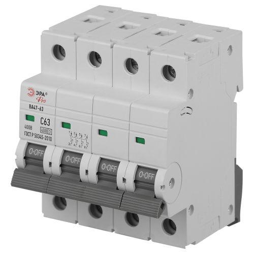 Выключатель автоматический ВА47-63 4P 63А кривая C 4,5кА PRO VA63-4P63C4.5 ЭРА | код Б0059445 | ЭРА