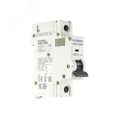 Автоматический выключатель HGD63-M 1PMCS0000C 00025 1 полюс, 25А, ток к.з. 6kA, хар-ка C (STANDARD) | код 13.04.000850 | Hyundai
