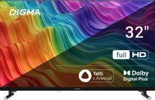 Телевизор LED Digma 32 DM-LED32SBB33 Яндекс.ТВ Frameless Metal черный FULL HD 60Hz DVB-T DVB-T2 DVB-C DVB-S DVB-S2 USB WiFi Smart TV (RUS) | код 2017776 | DIGMA
