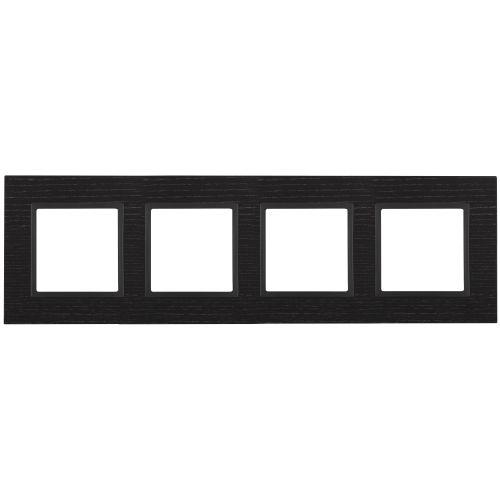 Рамка на 4 поста, дерево, Эра Elegance, чёрн.дерево+антр, 14-5304-05 | код Б0034583 | ЭРА