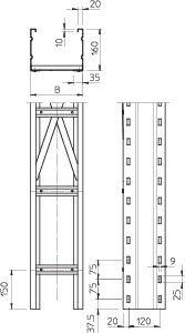 Лоток лестничный 200х160 L6000 сталь 2мм WKLG 1620 FT OBO 6227120