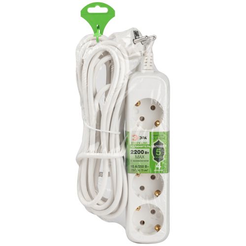 Удлинитель электрический 4 розетки с заземлением 5м ПВС 3x0.75мм2 UDL-10-450-E Greenline ЭРА | код Б0065060 | ЭРА фото 2 Удлинитель электрический 4 розетки с заземлением 5м ПВС 3x0.75мм2 UDL-10-450-E Greenline ЭРА | код Б0065060 | ЭРА фото 2