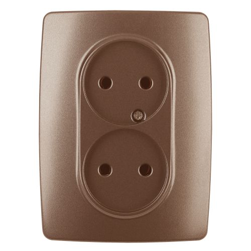 Розетка 2X2P, 16A-250В, Эра12, медь, 12-2107-14 | код Б0031246 | ЭРА Розетка 2X2P, 16A-250В, Эра12, медь, 12-2107-14 | код Б0031246 | ЭРА