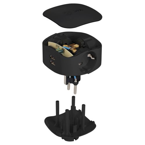 Тройник 3гнезда 220V + 2xUSB 2100mA , c заземлением, со шторками (черный) SP-3e-USB-BLACK | код Б0046364 | ЭРА фото 4 Тройник 3гнезда 220V + 2xUSB 2100mA , c заземлением, со шторками (черный) SP-3e-USB-BLACK | код Б0046364 | ЭРА фото 4