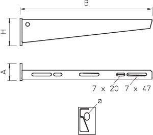 Консоль с опорой AW 15 61 FT осн.610 сталь гор. оцинк. OBO 6420826