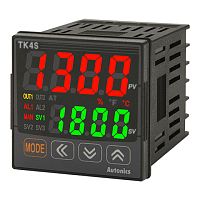 Температурный контроллер, 4 разряда, 48х48х64.5мм, 100-240VAC, 2 аварийных выхода + выход RS485, выход 1: реле, выход 2: твердотельное реле + по току | код TK4S-B4RC | AUTONICS