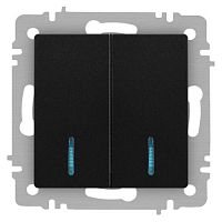 Выключатель 2-кл. СП Accent 6-105-05 10А IP20 250В с подсветкой AL/CU антрацит Intro Б0063516