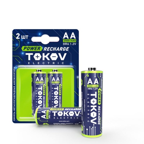 Аккумулятор AA/HR6 2500мА.ч (блист.2шт) | код TKE-NMA-HR6/B2 | TOKOV ELECTRIC