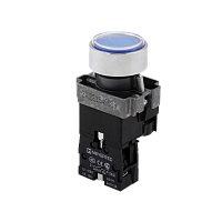 Кнопка плоская синяя с подсветкой, 24V AC/DC, 1NO, IP67, металл MTB2-BWF3671 | код 132660 | MEYERTEC