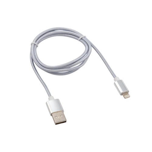 Кабель REXANT USB-Lightning 1 м, серебристая нейлоновая оплетка | код 18-7051 | REXANT