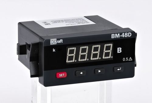 Вольтметр цифровой 96x48мм однофазный, вход 600В, выход DO, LED-дисплей ВМ-48D | код 50379DEK | DEKraft
