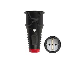 Розетка каб 16A/250V/2P+E/IP20 корпус черный, маркер красный (2510-sr) | код 00-00026219 | PCE