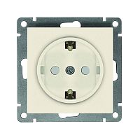 Розетка 1-м СП Афина 16А IP20 с заземл. защ. шторки механизм сл. кость (ivory) | код A0049-I | Universal