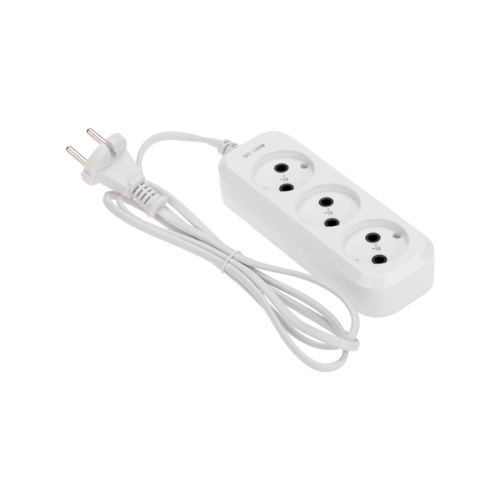 Удлинитель 3 гнезда, 1,5м, 2х0,75мм?, б/з, белый PROconnect | код 13-4205 | PROCONNECT